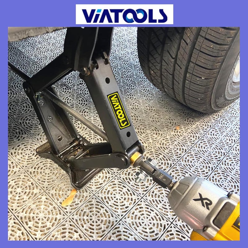 VIATOOLS 1/2" Scissor Jack Adapter for Use with 1/2 Inch Drive/Impact Drills/Ratchet or Standard Drive Sockets or 13/16 Inch Lug Wrench (2 Pcs Set Silver) - Image 5